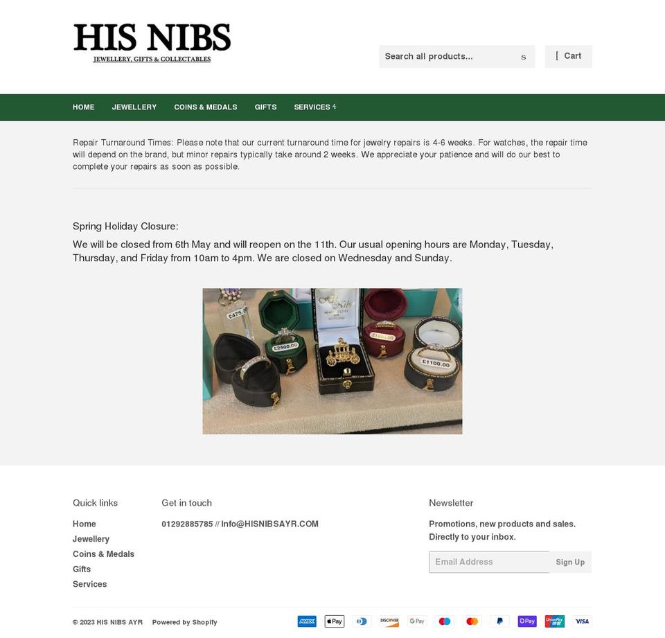 hisnibsayr.com shopify website screenshot