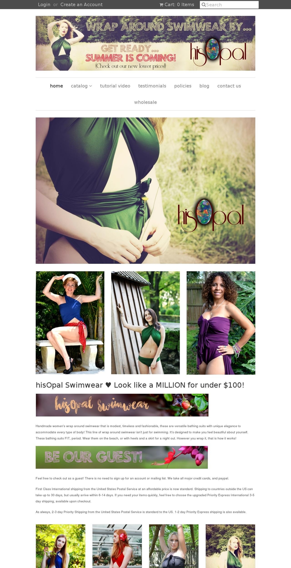 hisopalswimwear.com shopify website screenshot