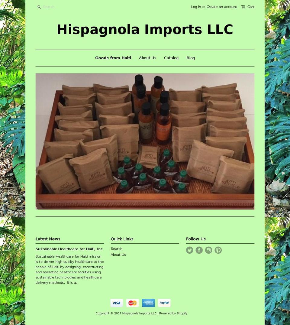 hispagnolaimports.com shopify website screenshot