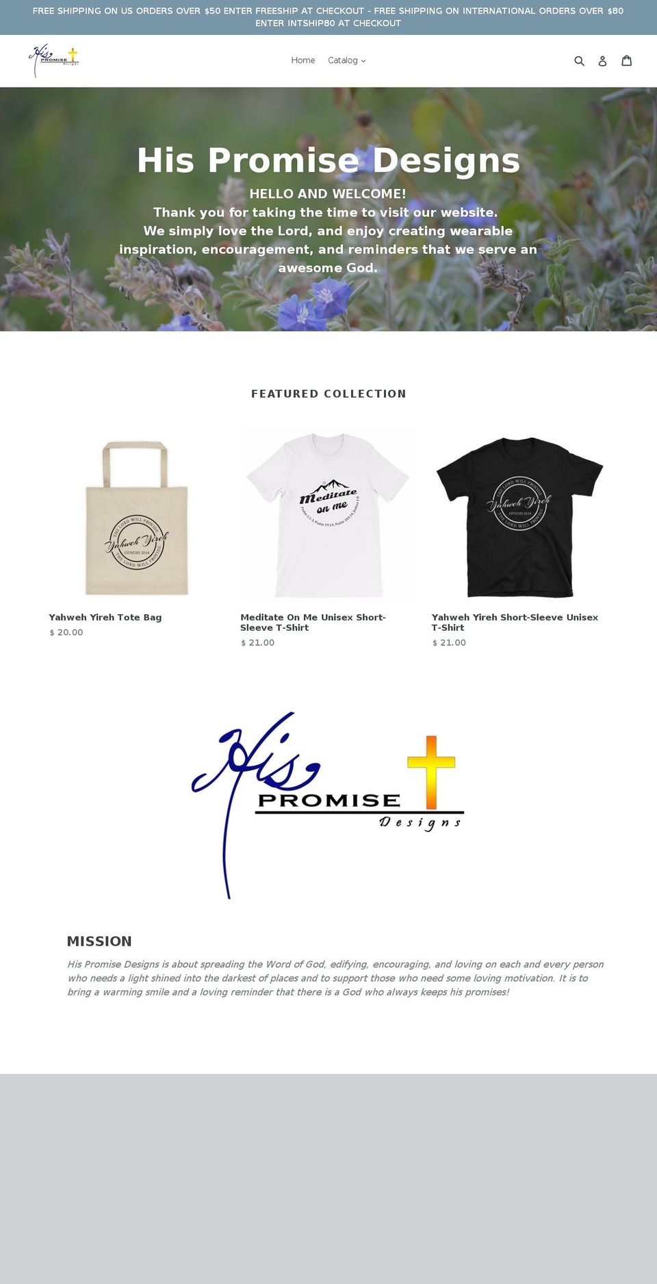 hispromisedesigns.com — Shopify storefront screenshot
