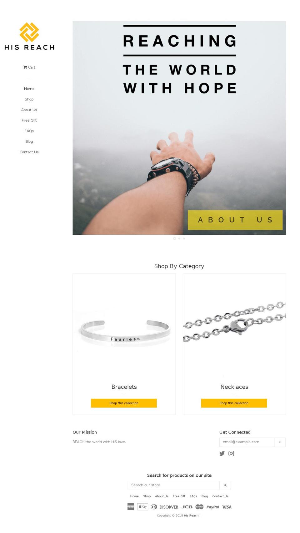 hisreach.com shopify website screenshot