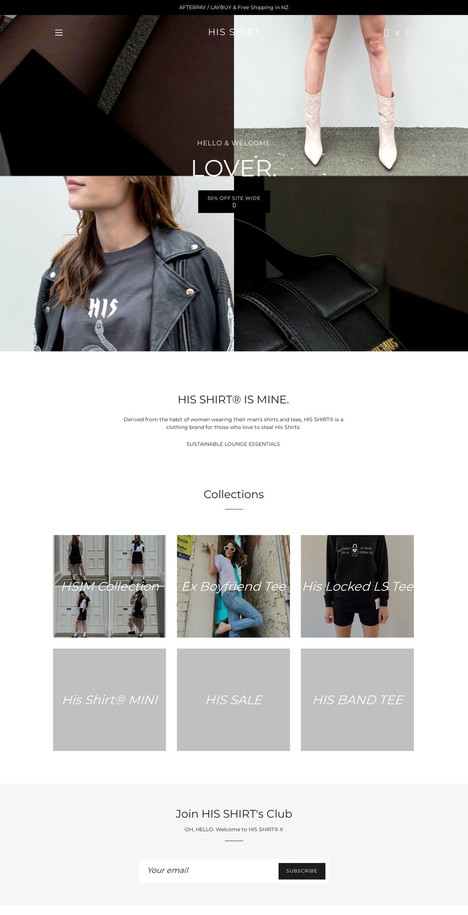 hisshirtclothing.com shopify website screenshot