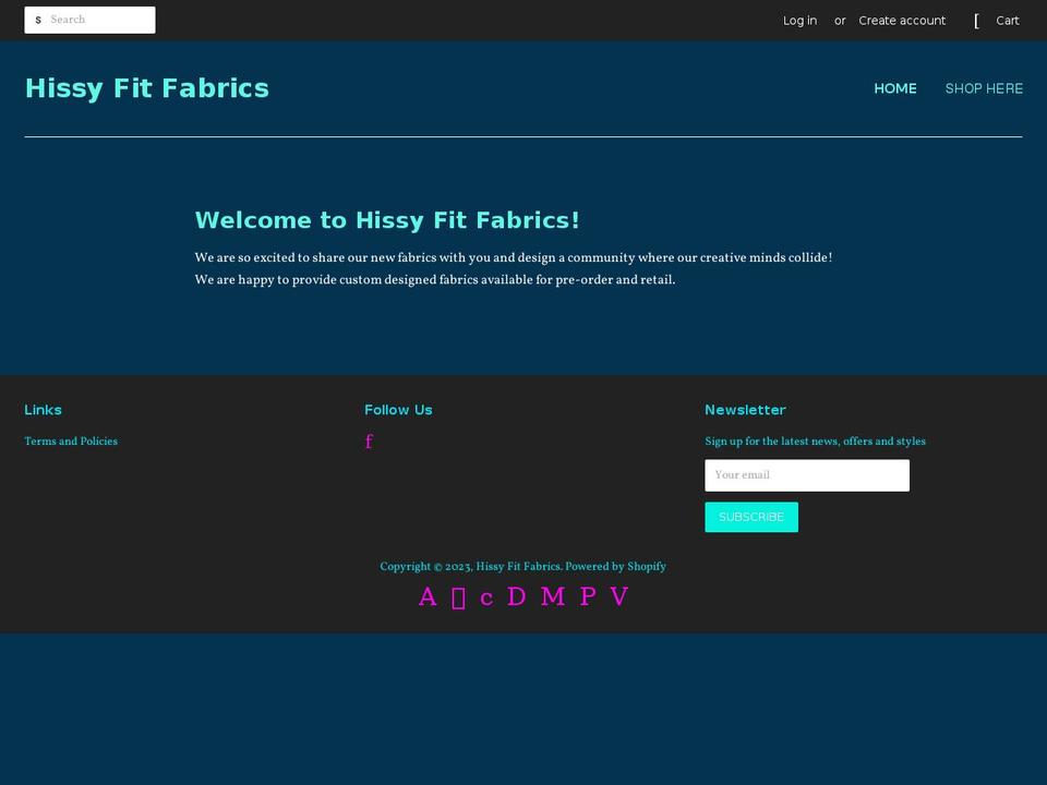 hissyfitfabrics.com — Shopify storefront screenshot