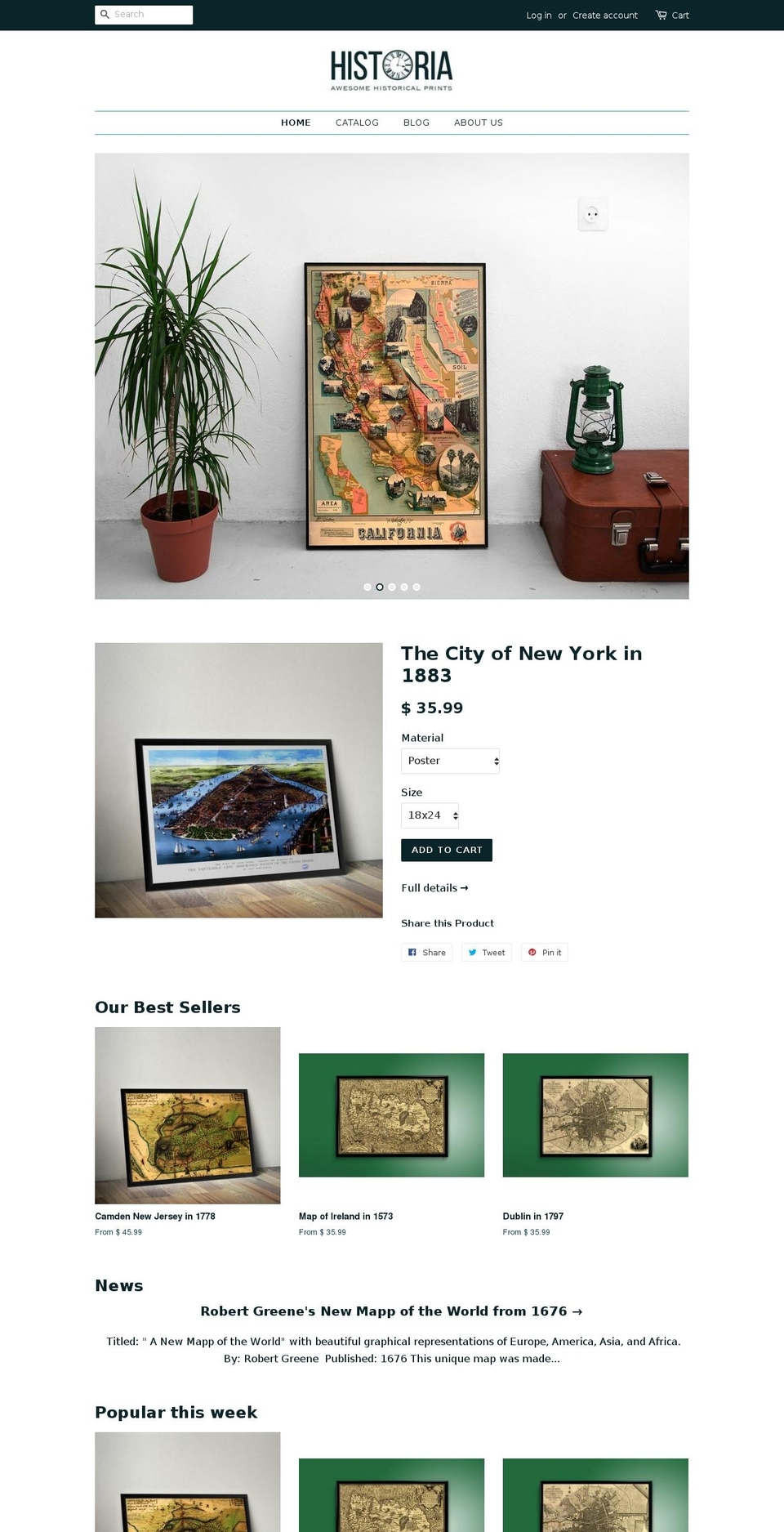 historiaposters.com — Shopify storefront screenshot