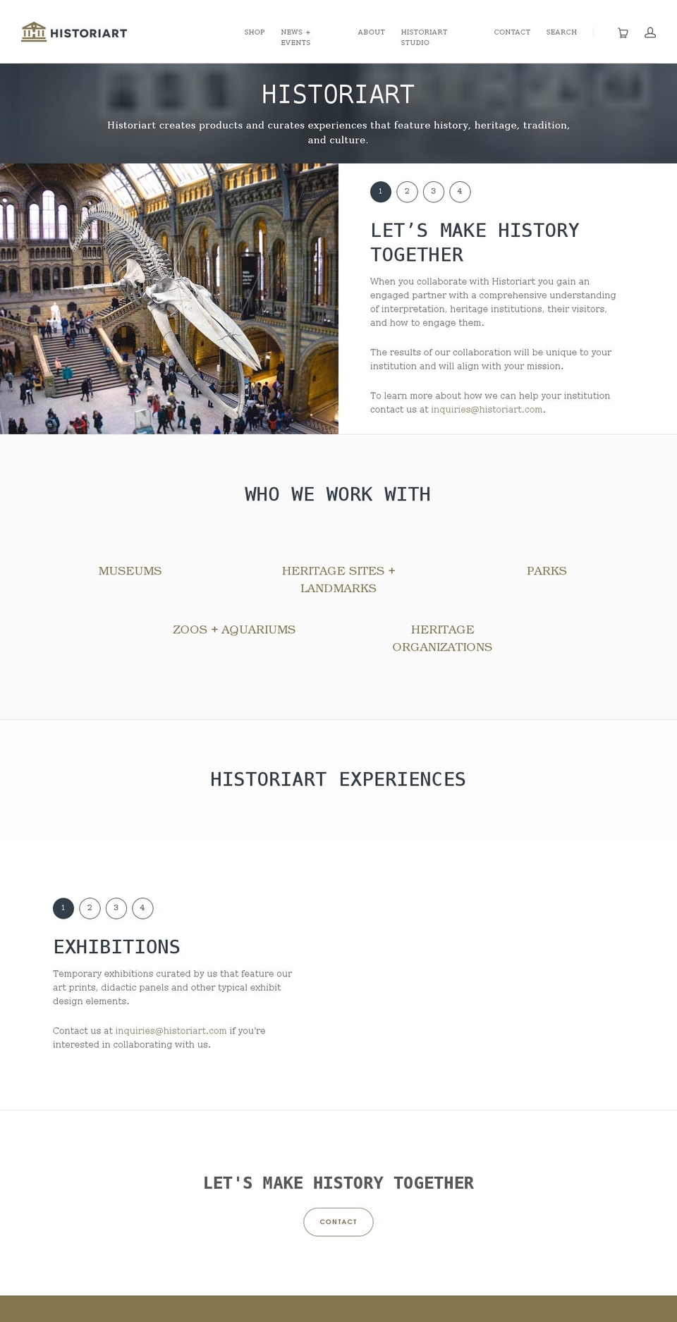 historiart.com shopify website screenshot