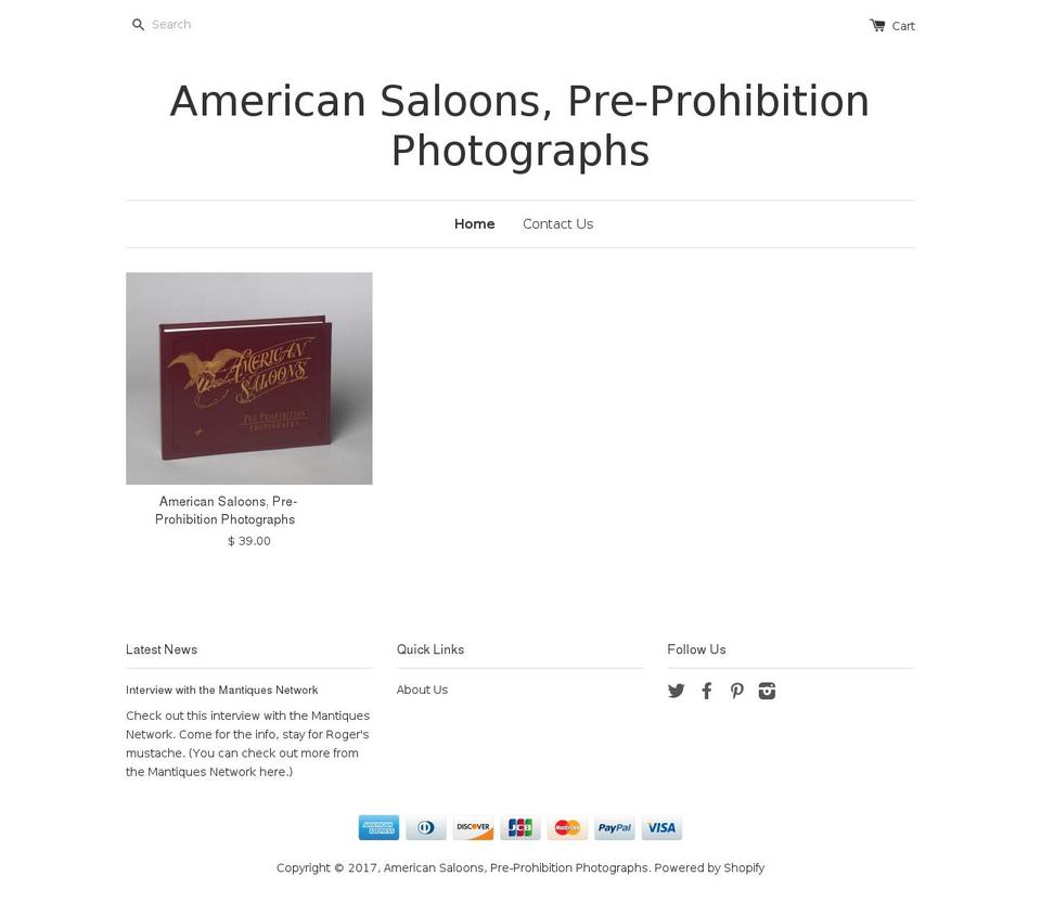 historicalsaloonphotographs.com shopify website screenshot