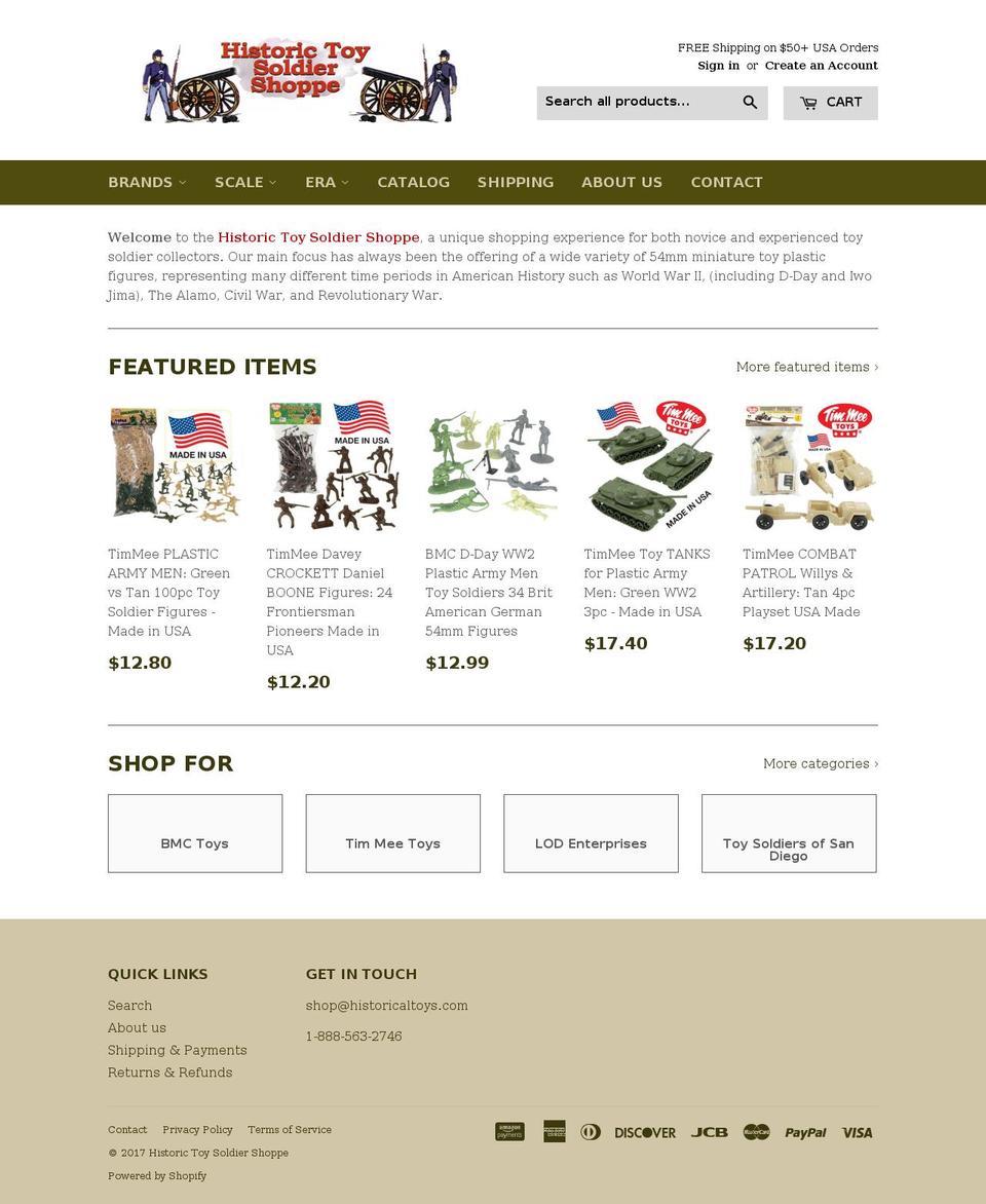 historicaltoys.net shopify website screenshot