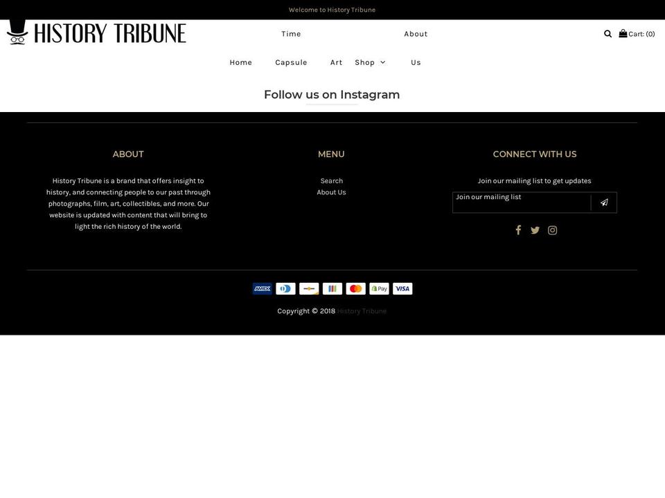 historytribune.com — Shopify storefront screenshot