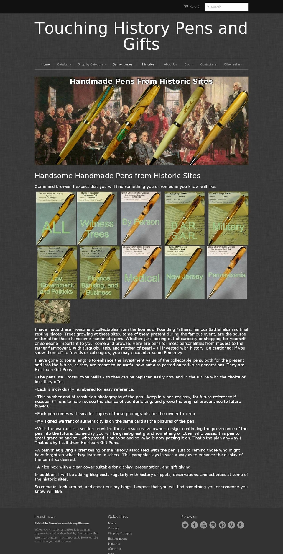 histpens.com shopify website screenshot