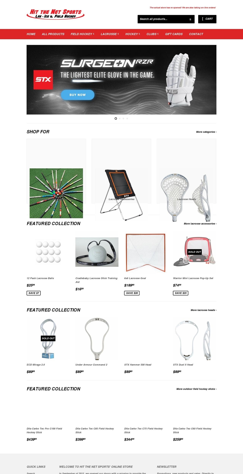 hit-the-net-sports.myshopify.com shopify website screenshot