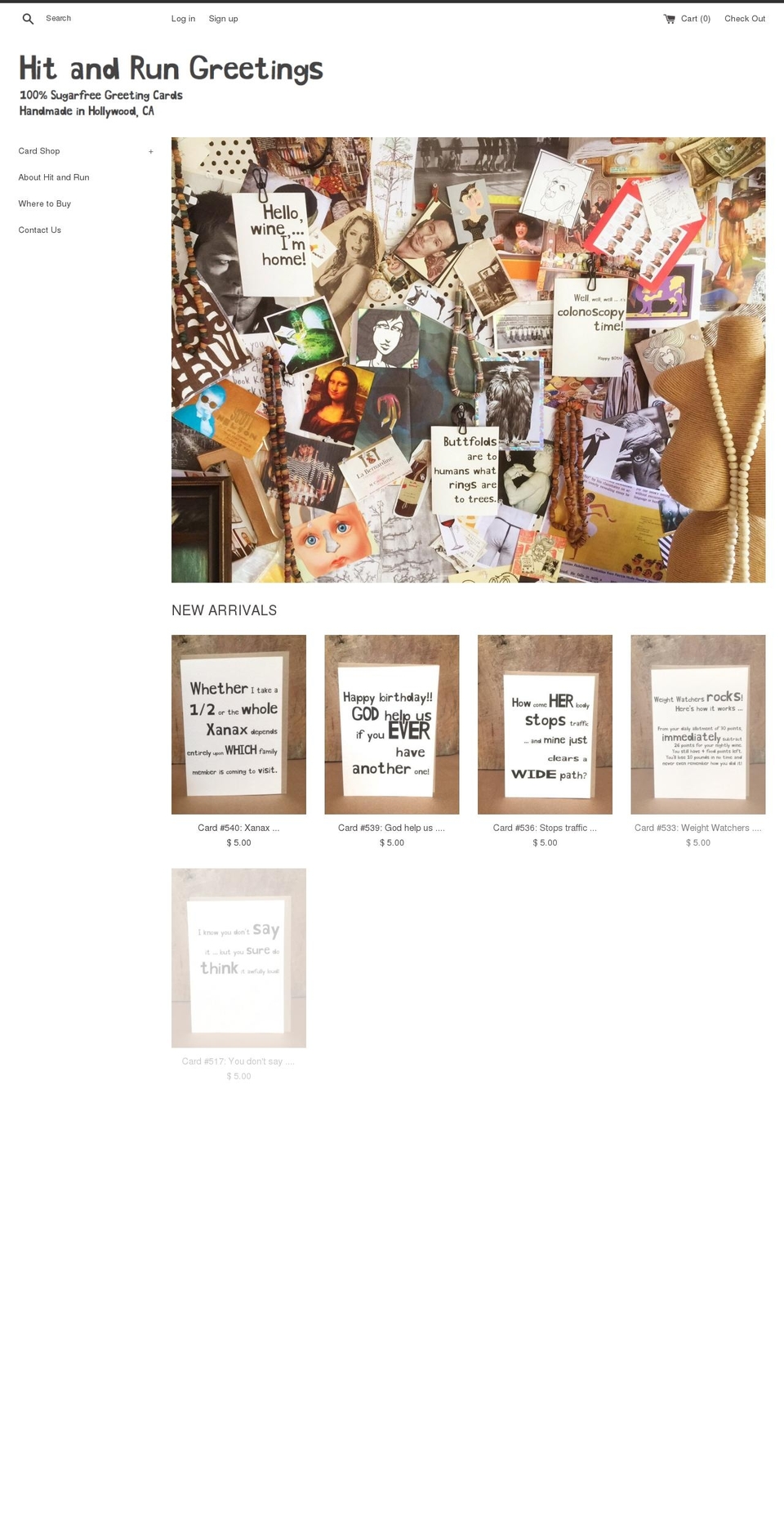 hitandrungreetings.com shopify website screenshot