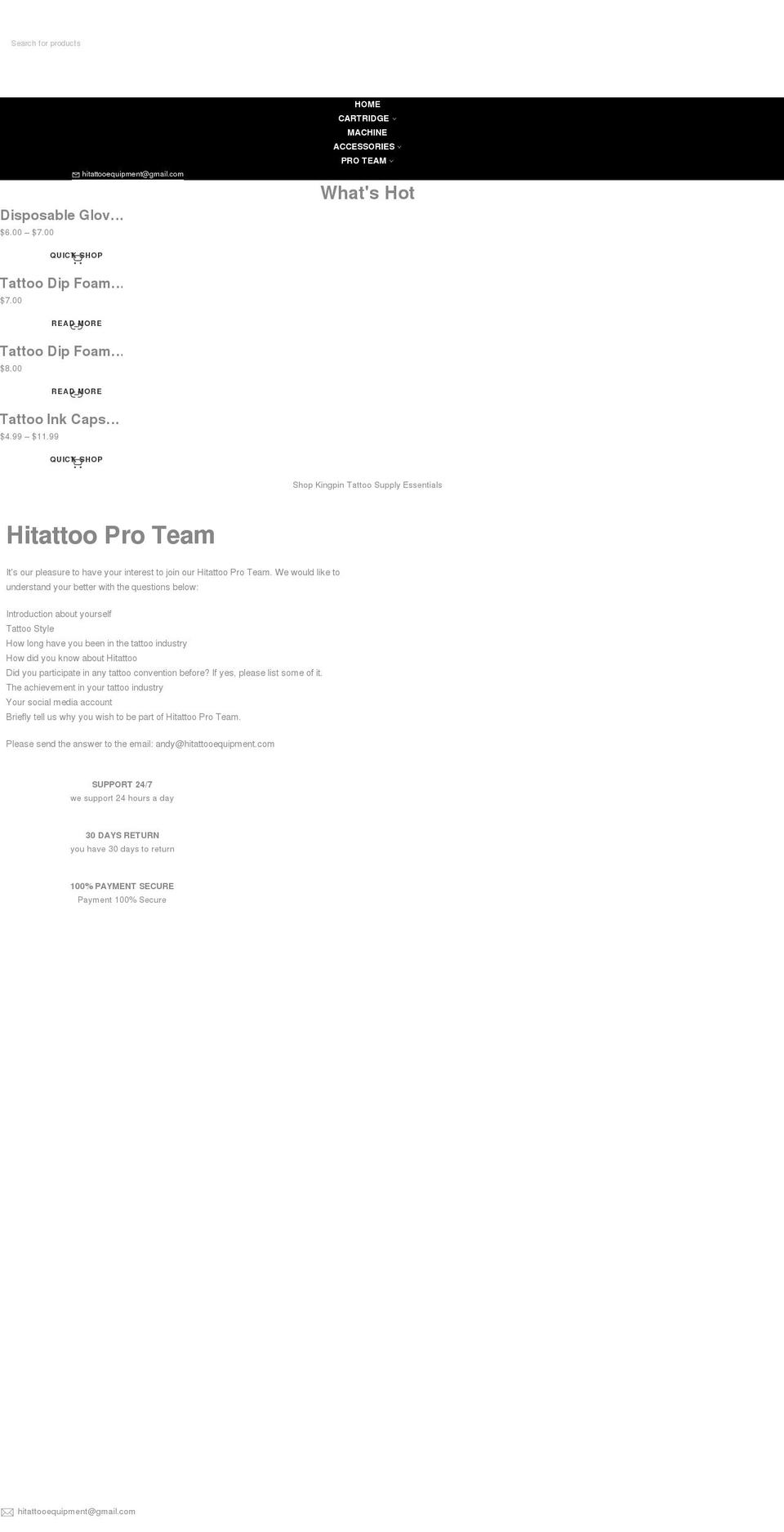 hitattooequipment.com shopify website screenshot