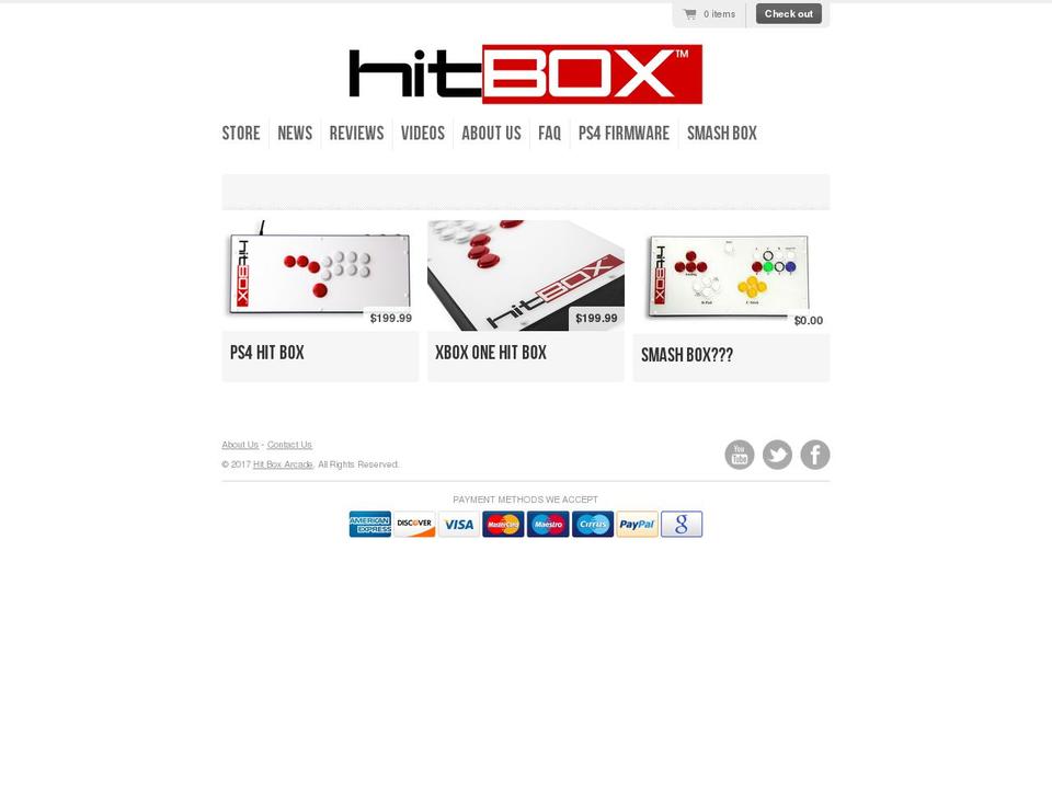 hitboxarcade.com shopify website screenshot