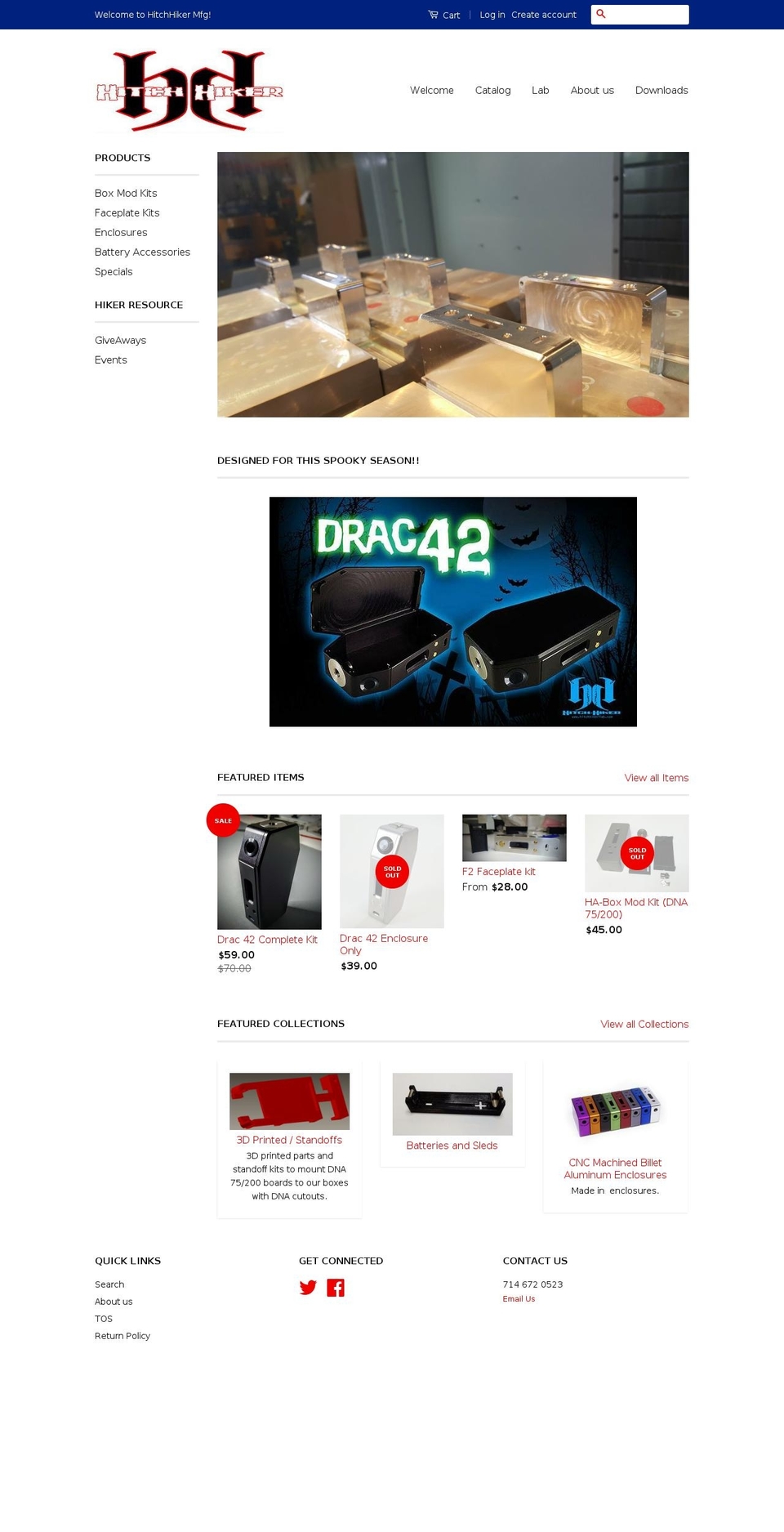 hitchhikerfab.com shopify website screenshot