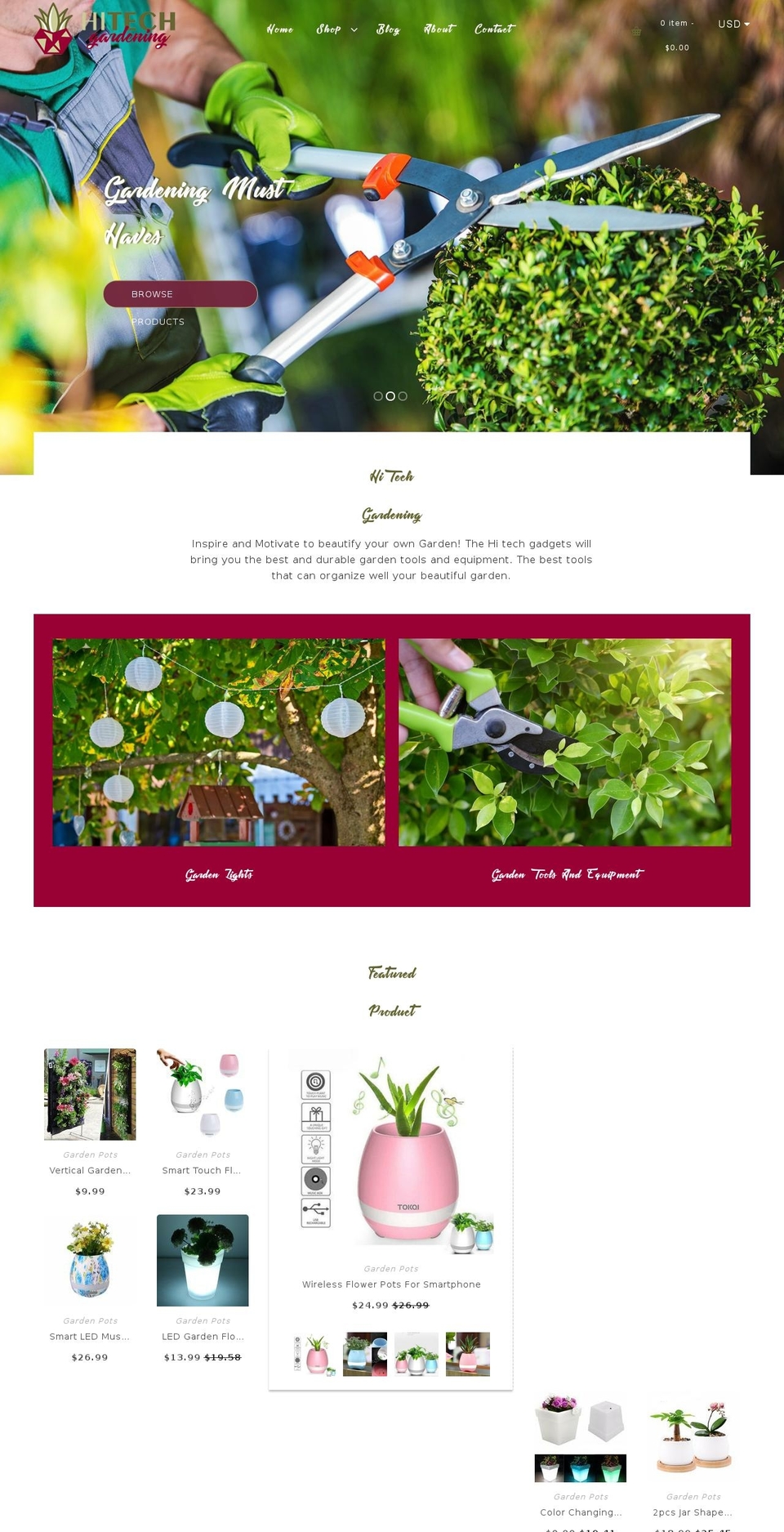 hitechgardening.com — Shopify storefront screenshot