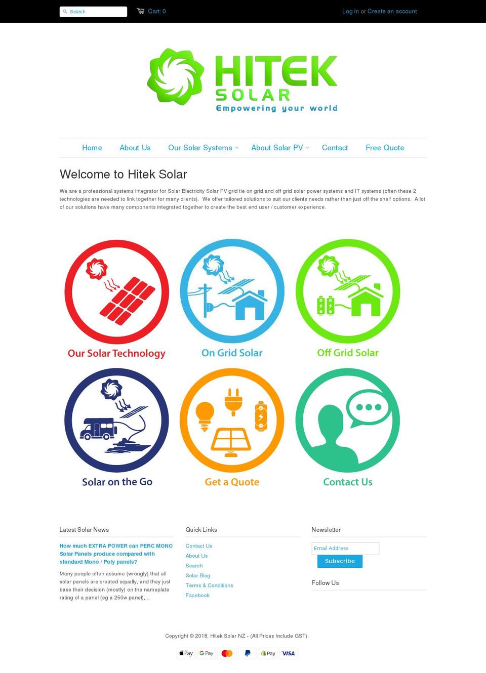 hiteksolar.co.nz shopify website screenshot