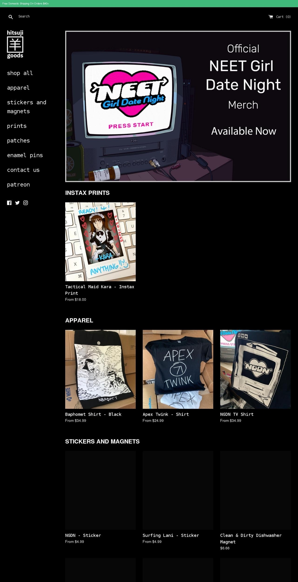 hitsujigoods.com shopify website screenshot
