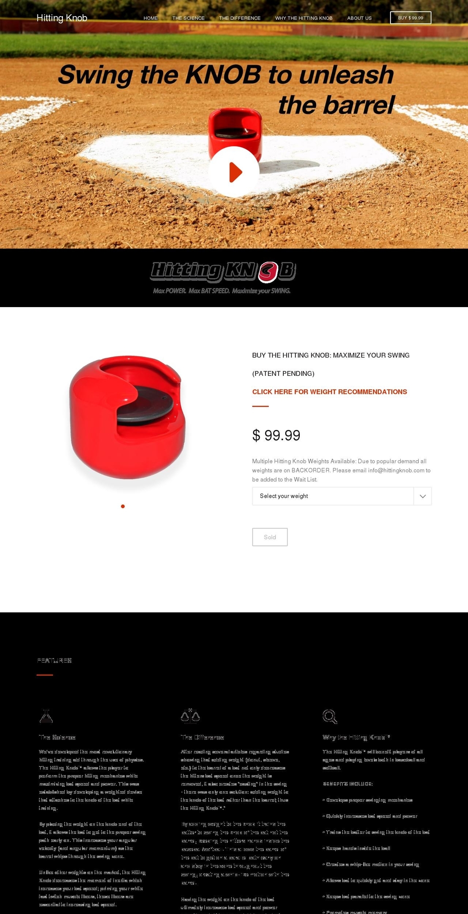 hittingknob.com — Shopify storefront screenshot