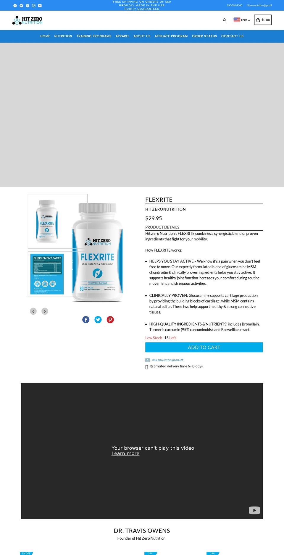 hitzeronutrition.com shopify website screenshot