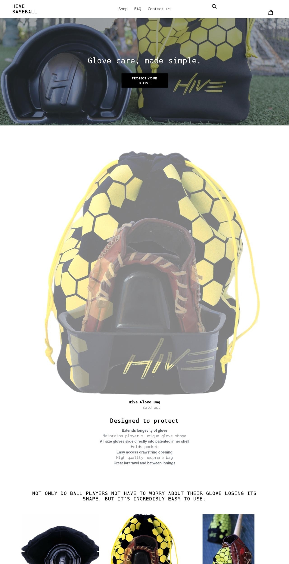 hivebaseball.com shopify website screenshot