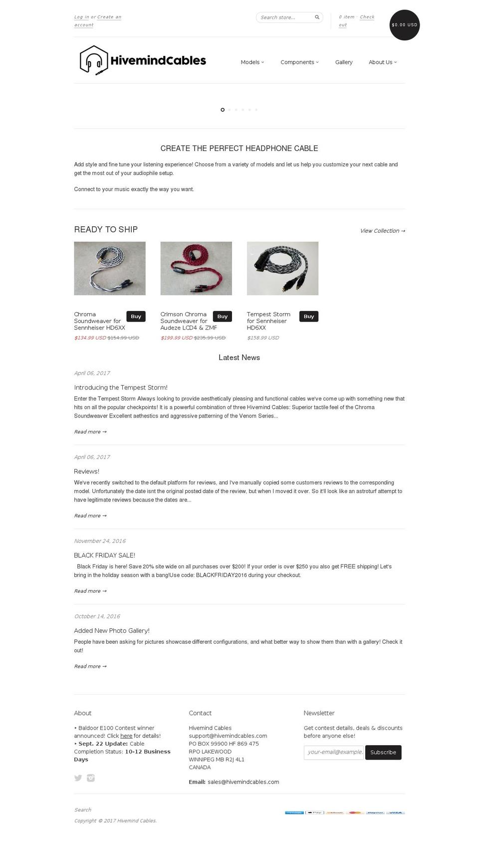 hivemindcables.com shopify website screenshot