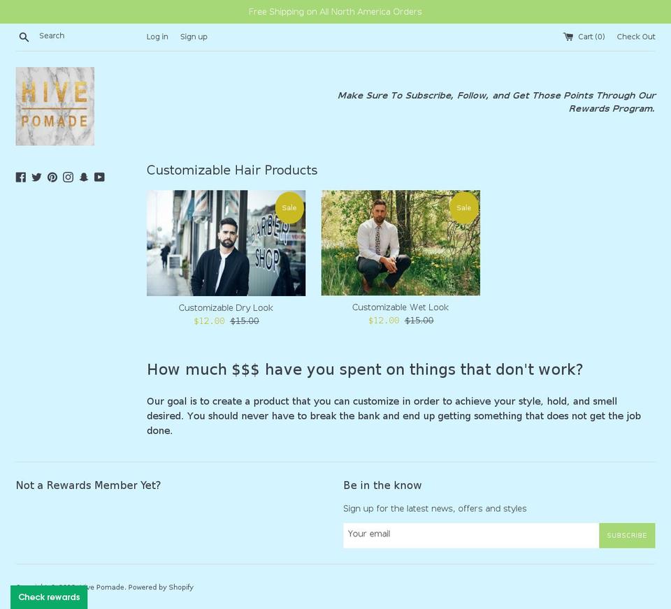 hivepomade.com — Shopify storefront screenshot
