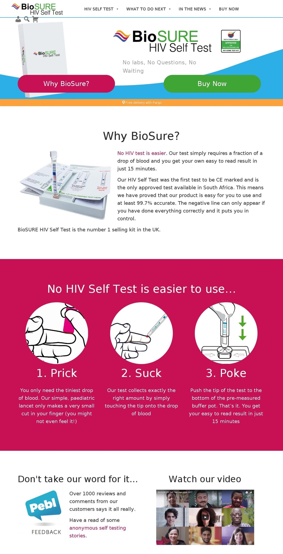 hivselftest.co.za shopify website screenshot