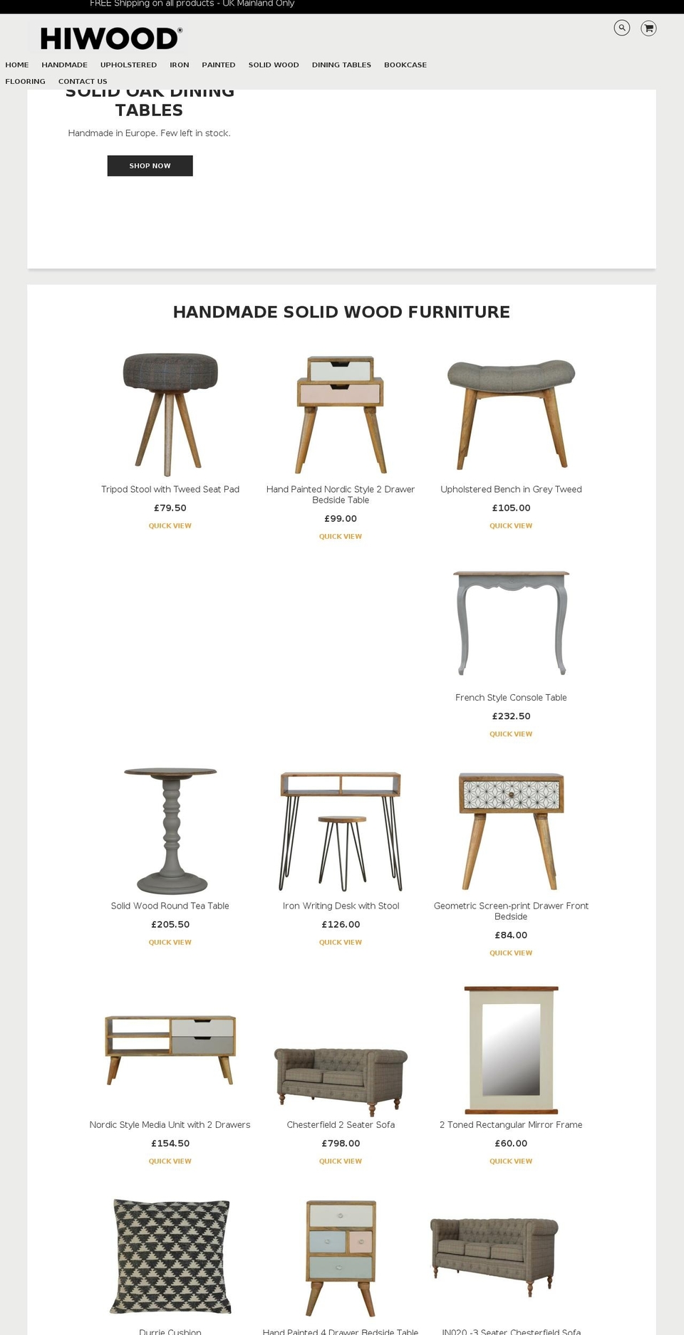 hiwoodfurniture.com — Shopify storefront screenshot