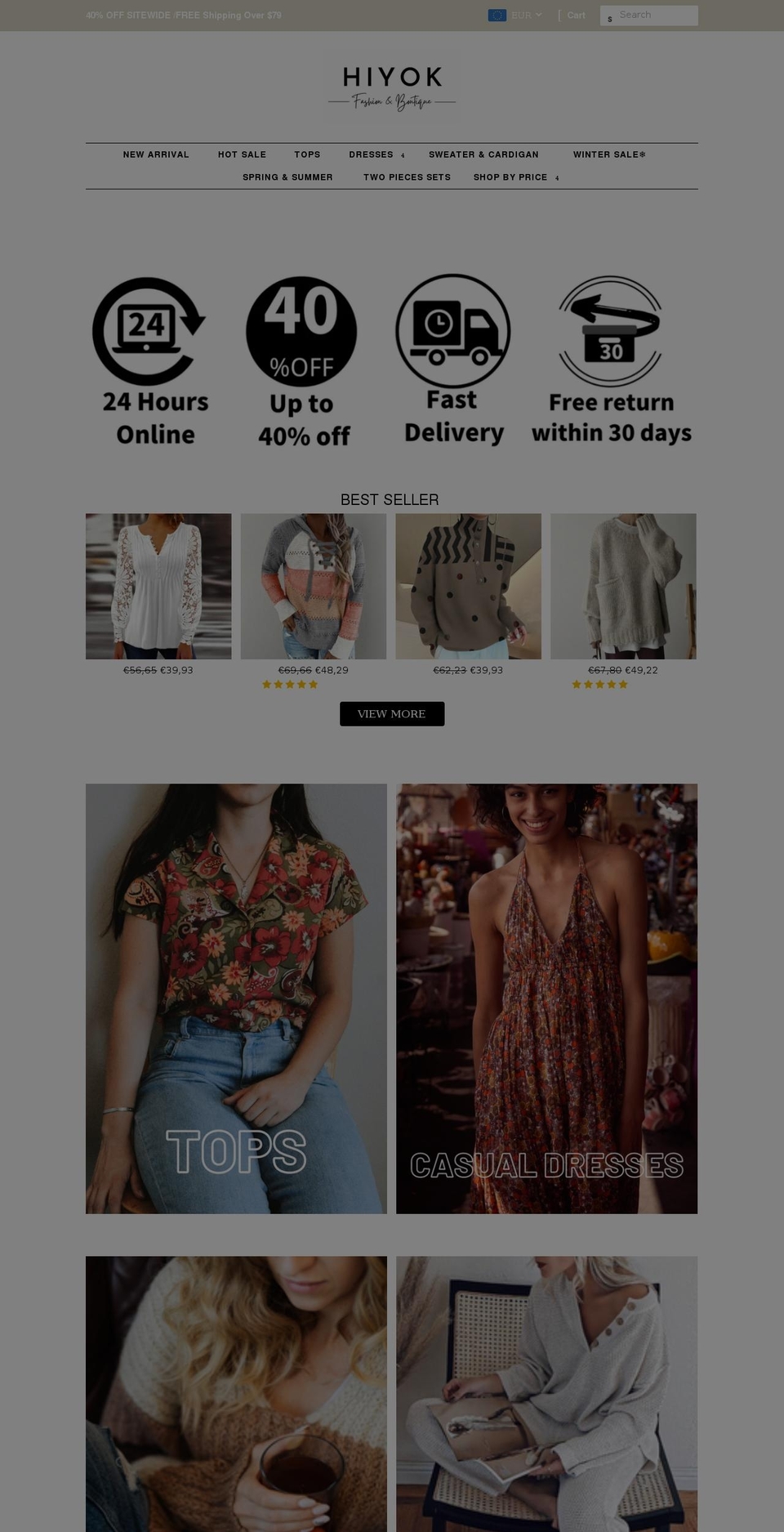 V Shopify theme site example hiyok.com