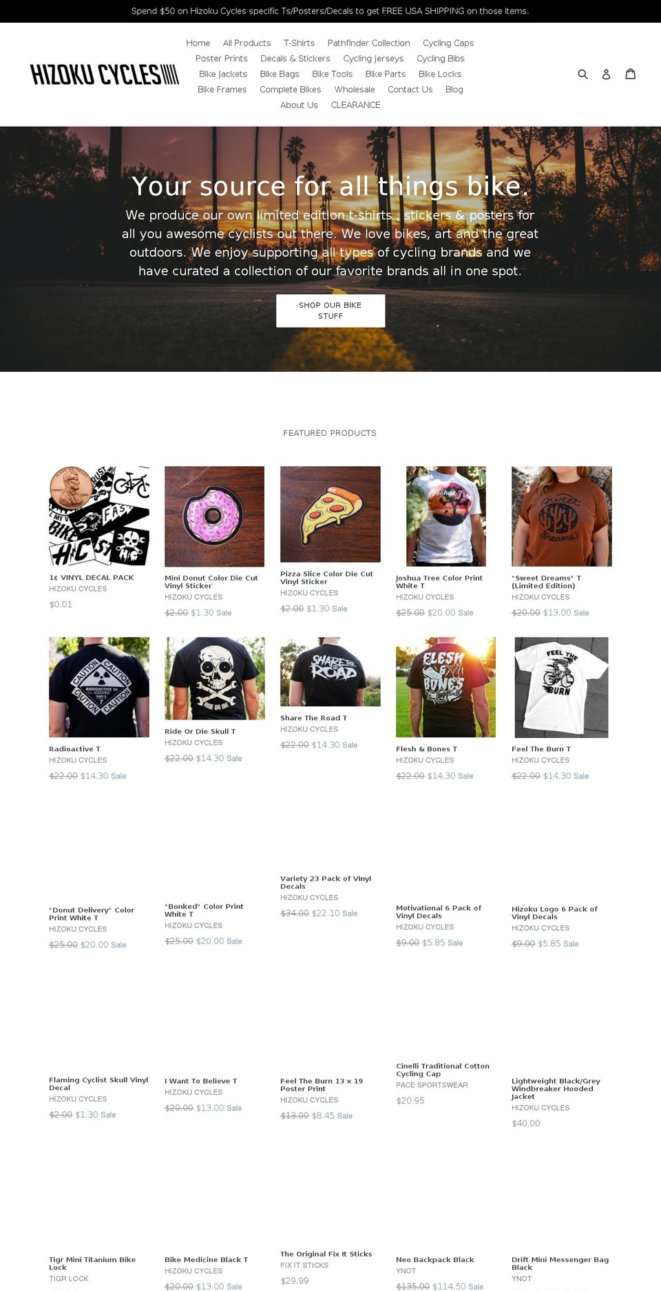 hizokucycles.com shopify website screenshot