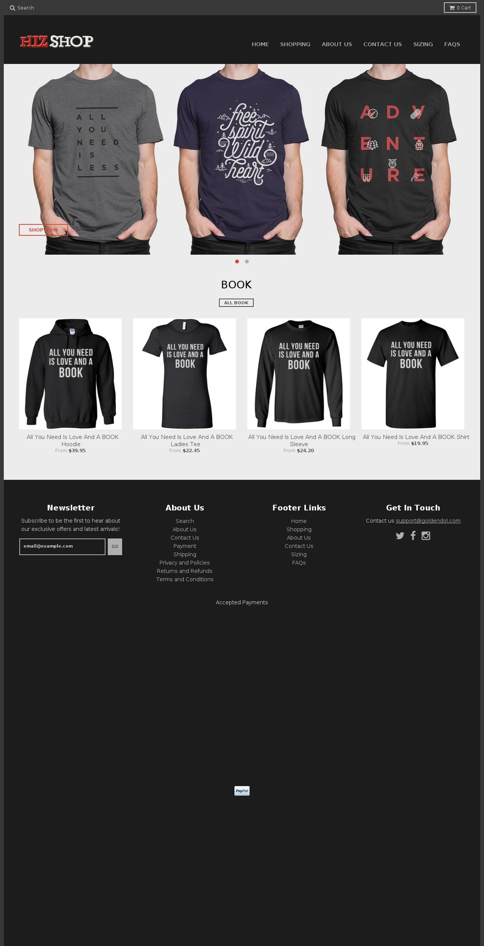 hizshop.com shopify website screenshot