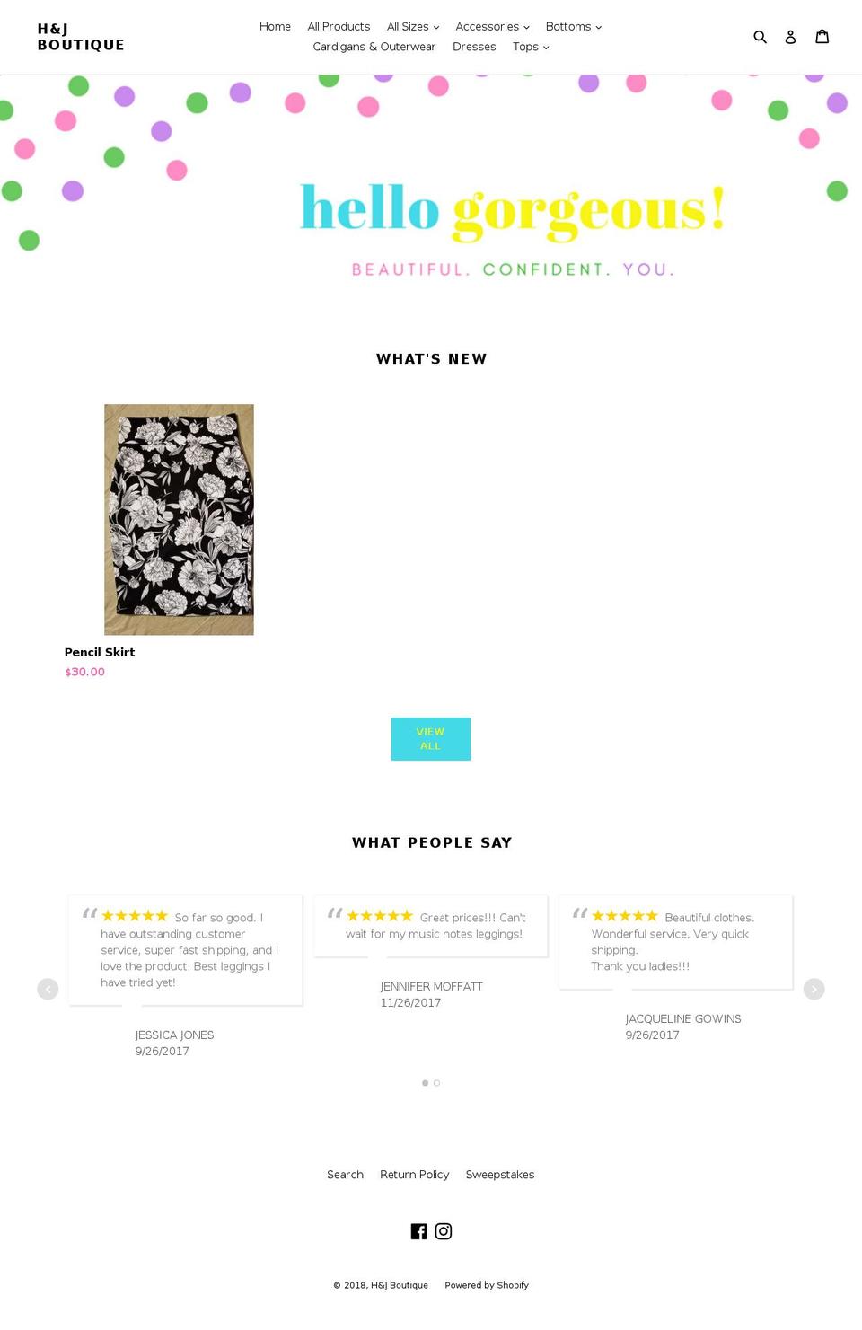 hjboutique.com — Shopify storefront screenshot