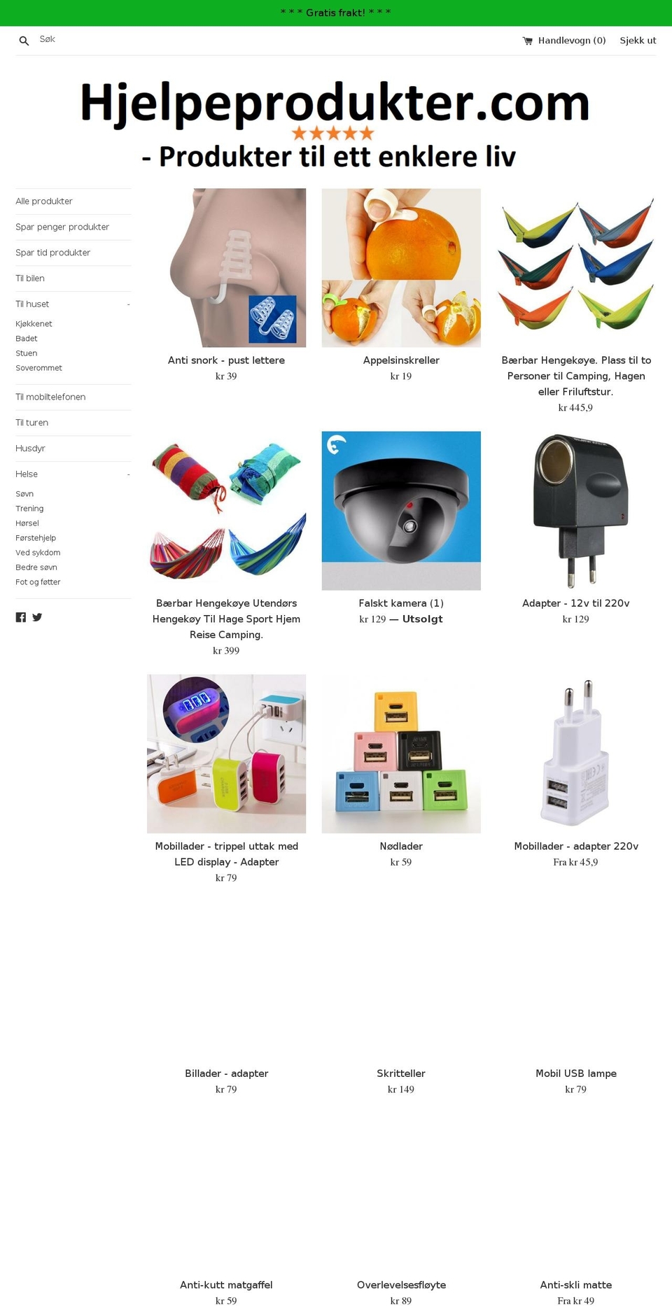 hjelpeprodukter.com — Shopify storefront screenshot