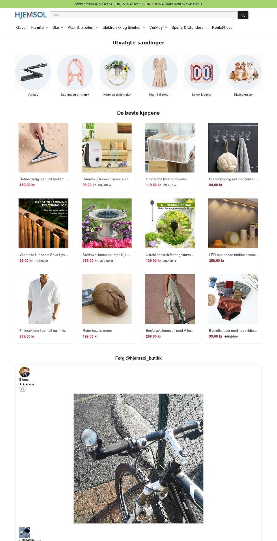 2023 Shopify theme site example hjemsol.no