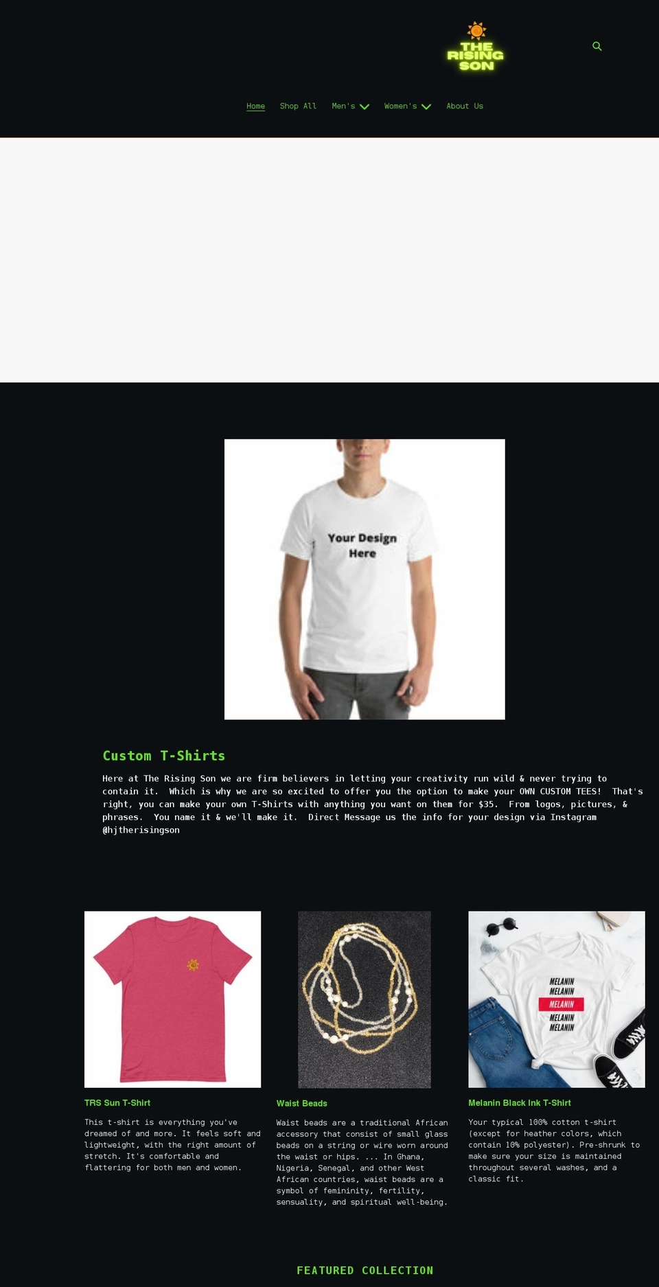 hjtherisingson.com shopify website screenshot