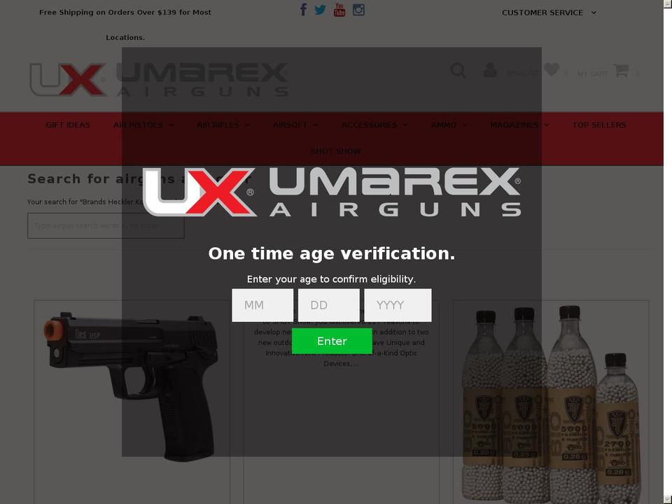 hkairguns.com shopify website screenshot