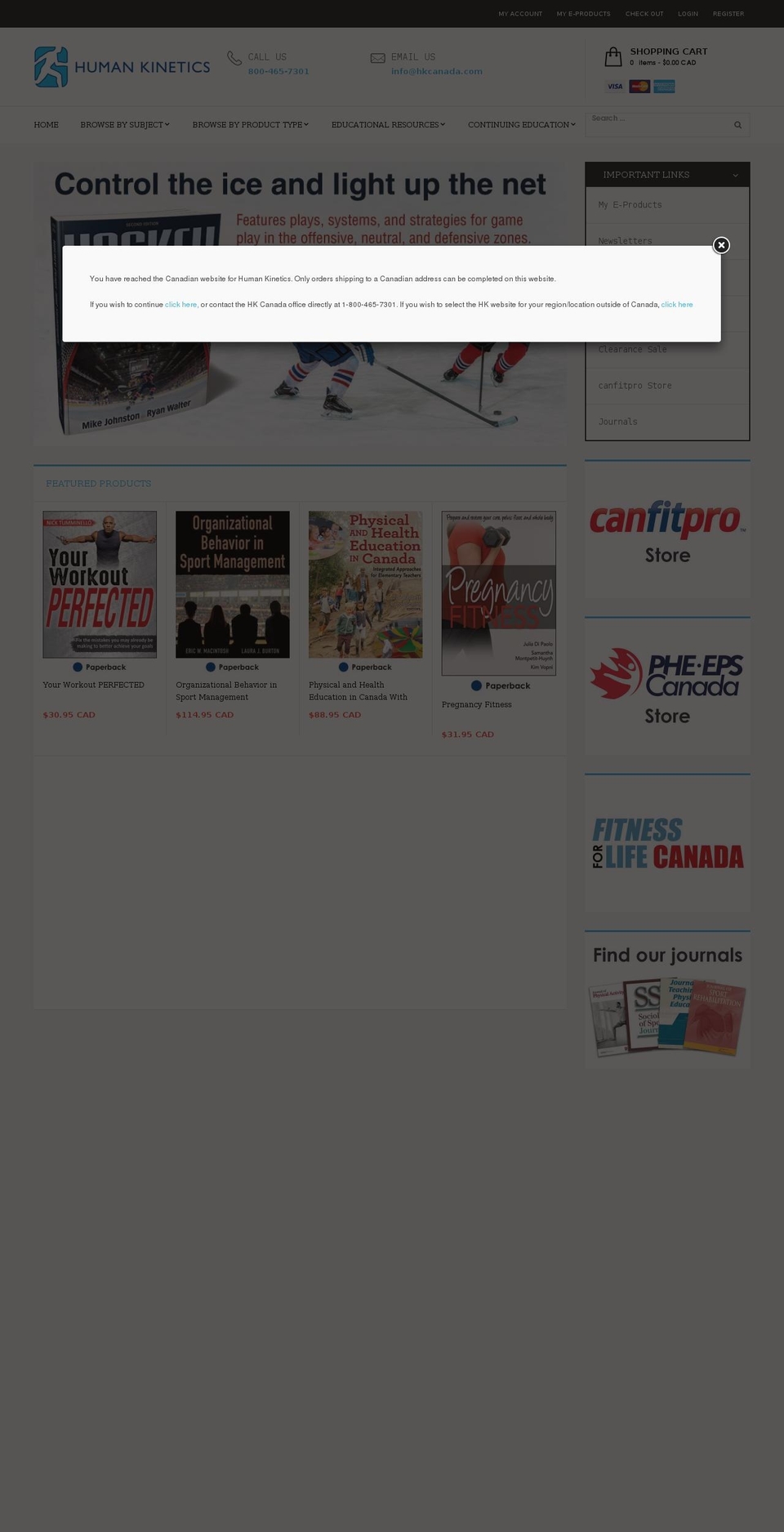 hkcanada.com — Shopify storefront screenshot
