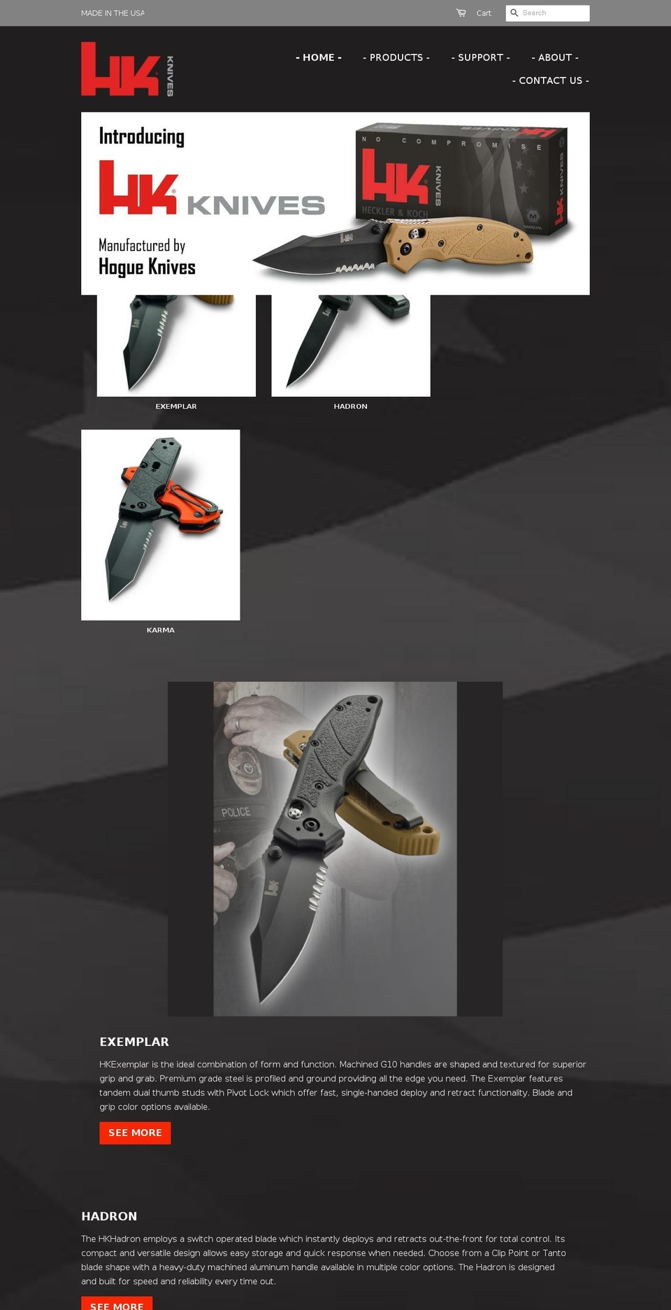 hkknives.com — Shopify storefront screenshot