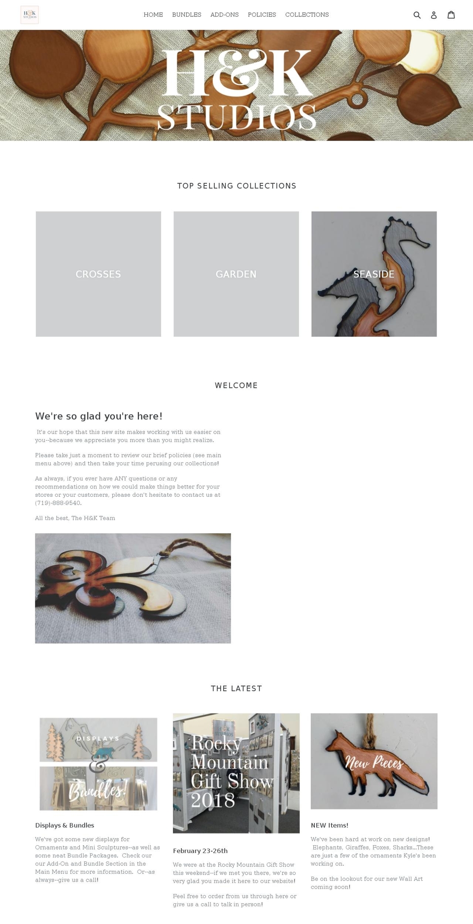hkstudioswholesale.com — Shopify storefront screenshot