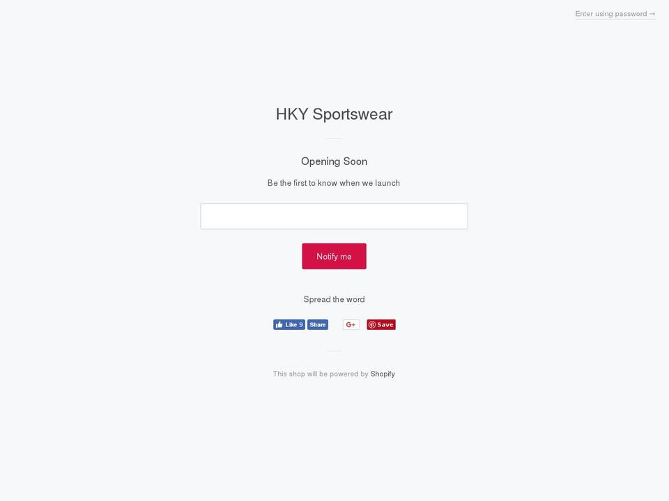 hkysportswear.com — Shopify storefront screenshot