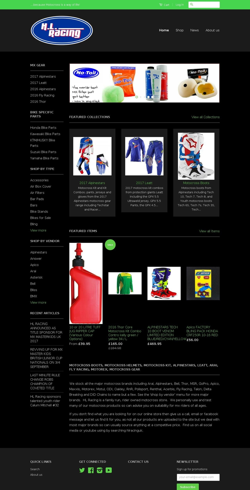 hl-racing.com shopify website screenshot