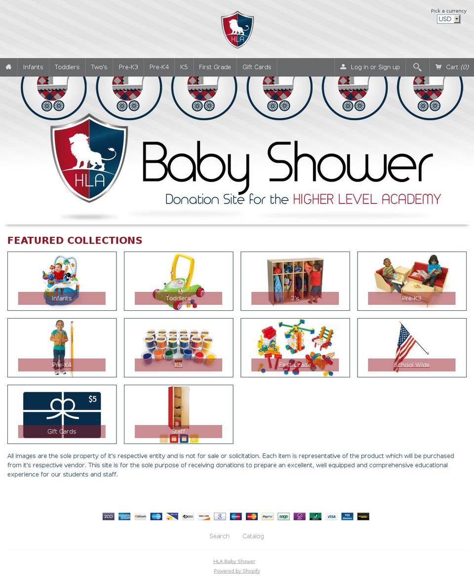 hlababyshower.org shopify website screenshot