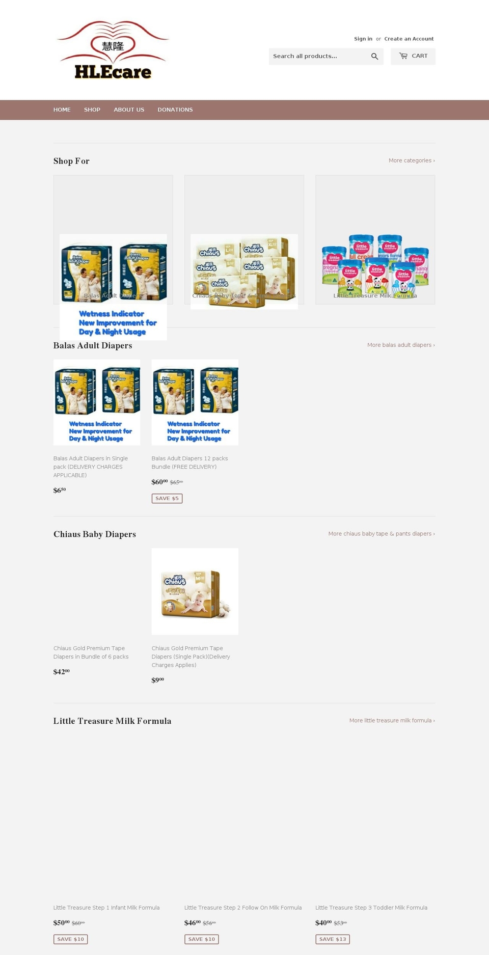 hlecare.com — Shopify storefront screenshot