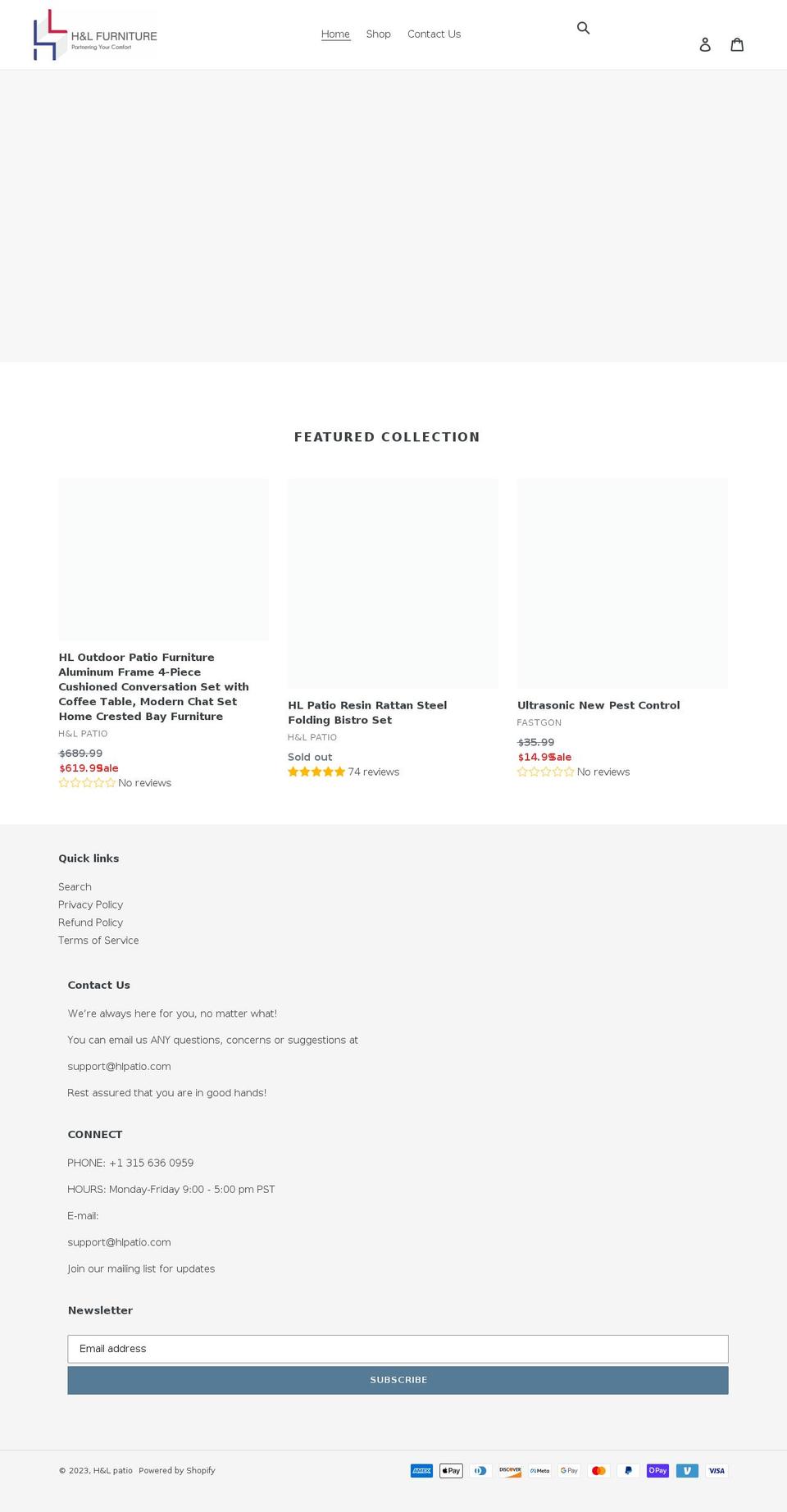 hlpatio.com shopify website screenshot