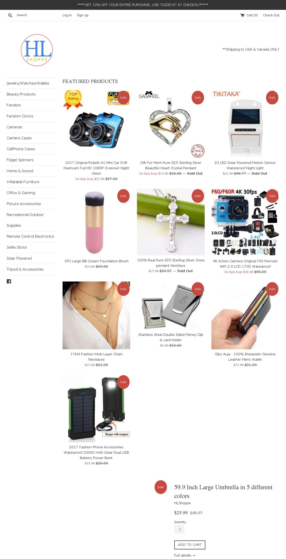 hlshoppe.com — Shopify storefront screenshot