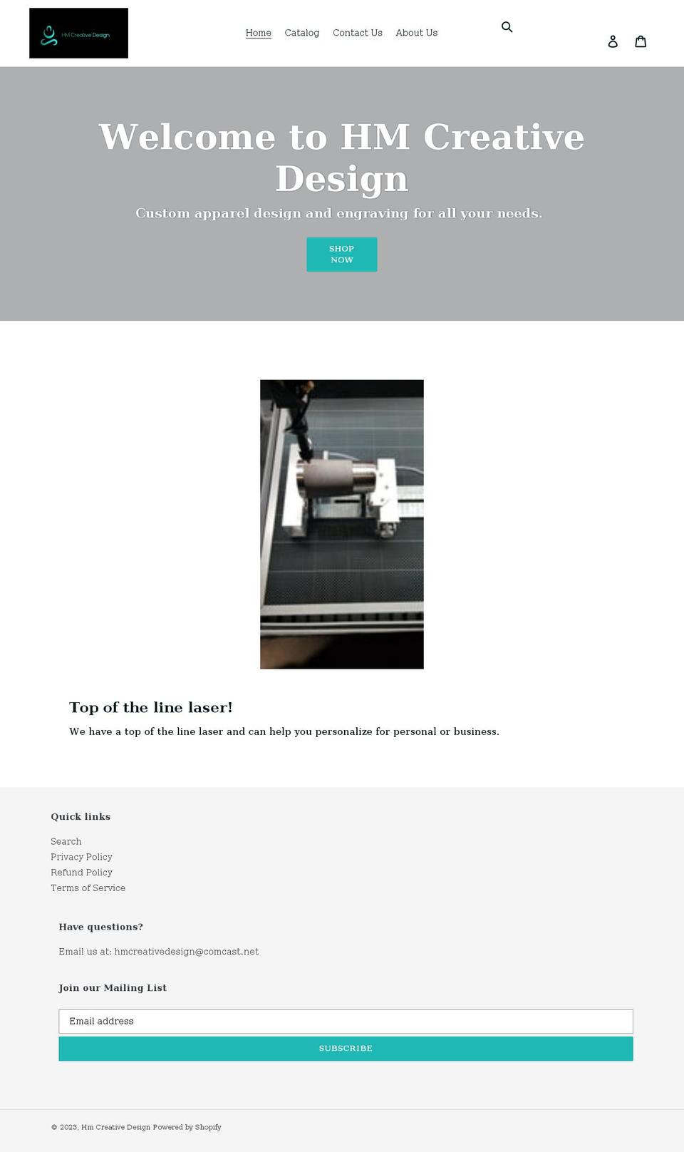 hmcreativedesign.com shopify website screenshot