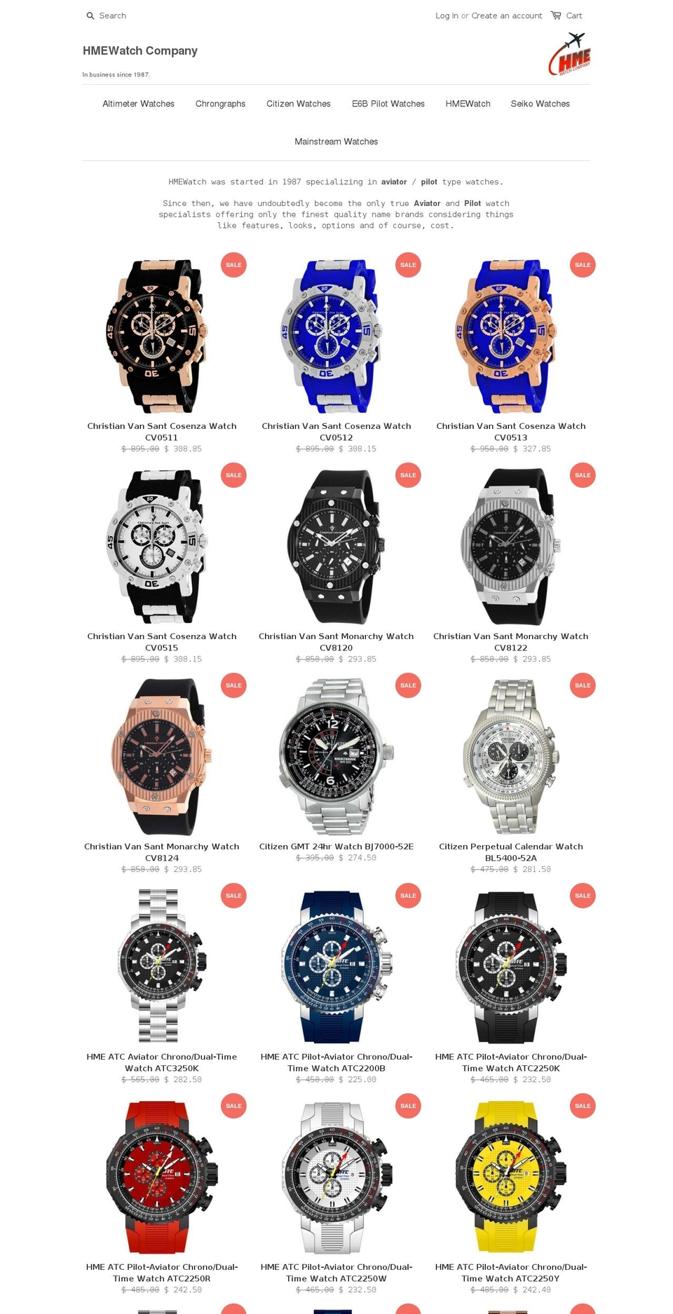 hmewatch.com shopify website screenshot