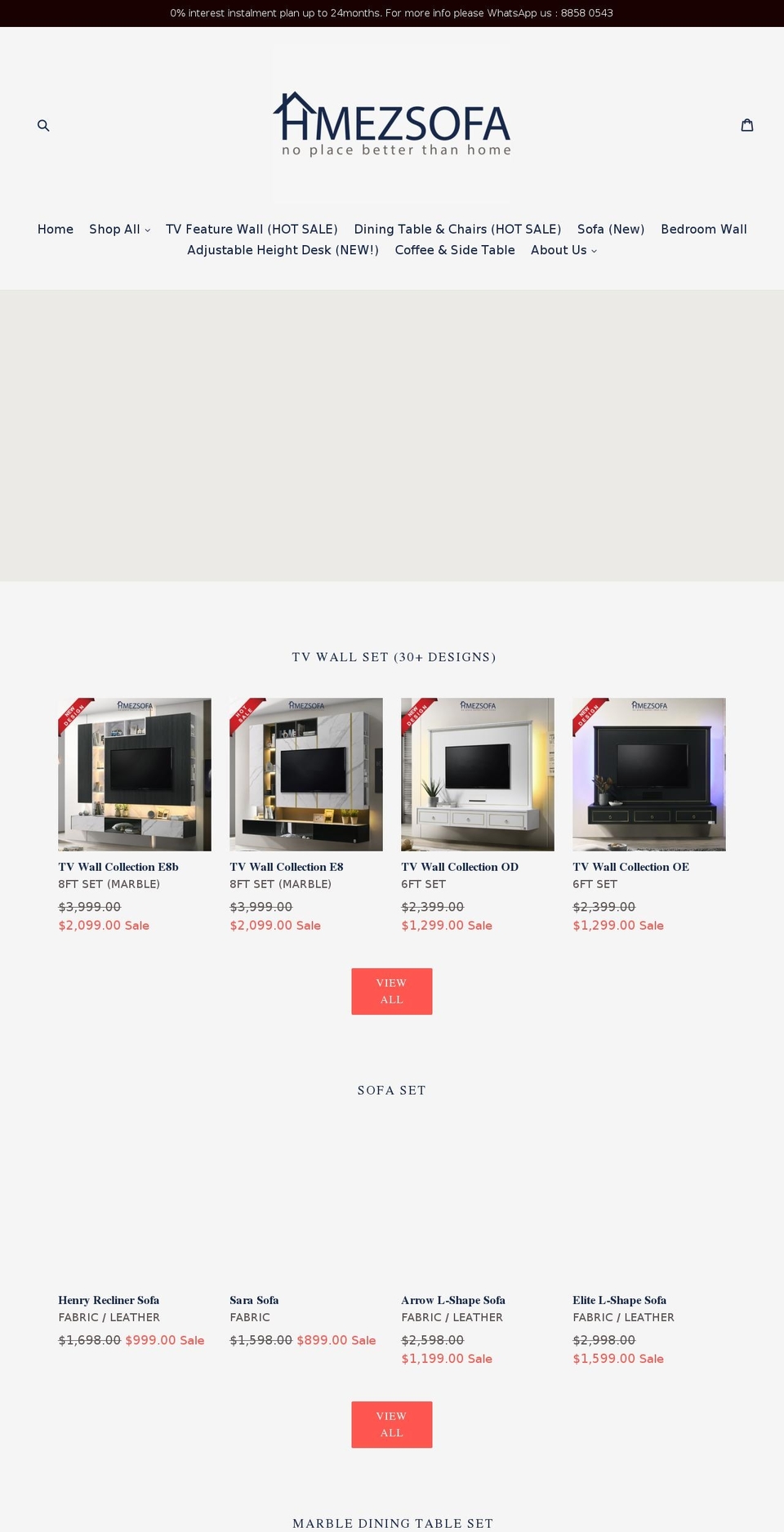 hmezsofa.sg shopify website screenshot