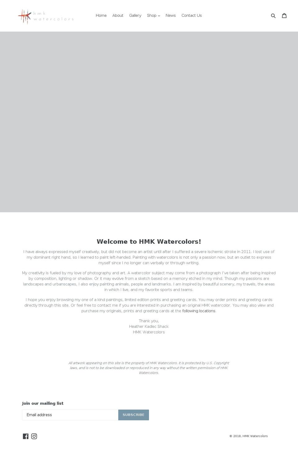 hmkwatercolors.com — Shopify storefront screenshot