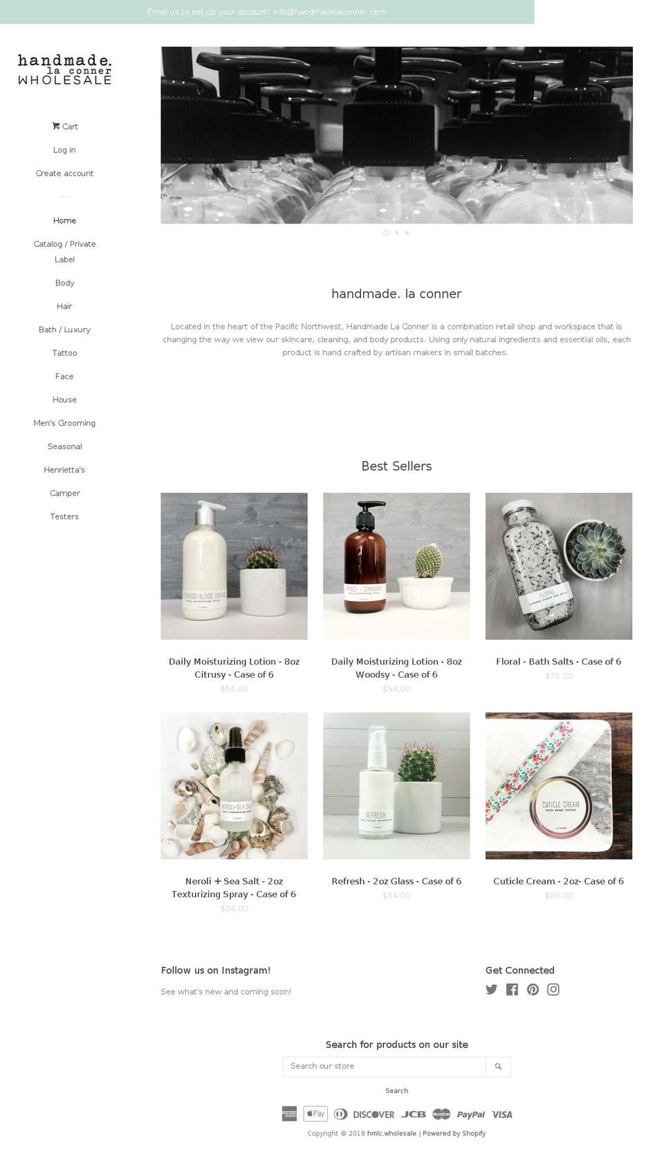 hmlcwholesale.com shopify website screenshot